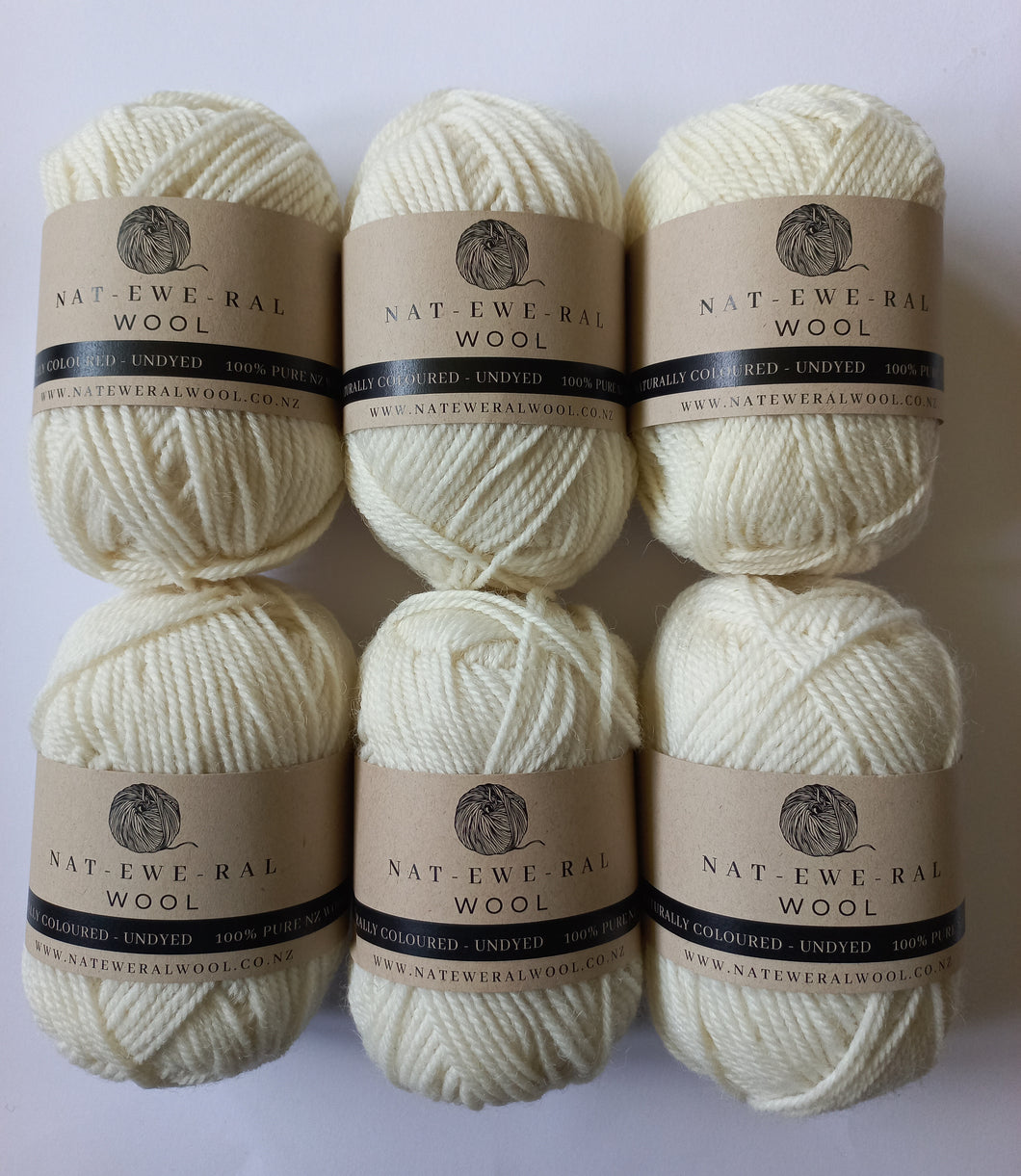 Undyed Natural Coloured White Yarn - 6 pack