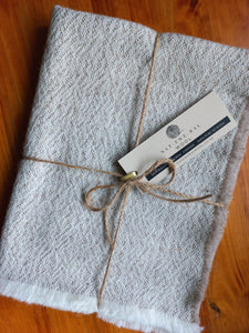 Little Freyed Blanket  - Taupe/White 120x75cm