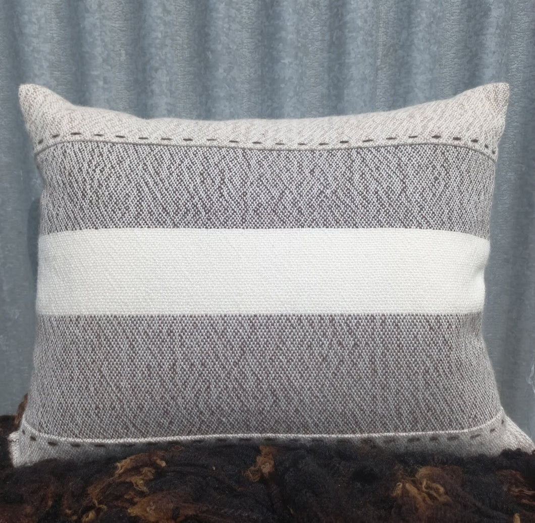 Stitched Striped Cushion - Undyed Natural Colours